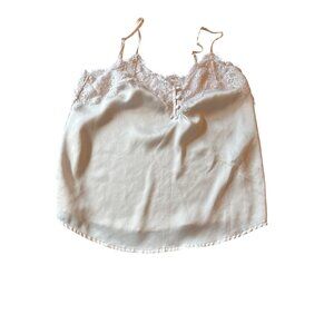 Abercrombie & Fitch XS Lace Trim Satin Cami Top  Beige Coquette Fairy Y2K Sz XS
